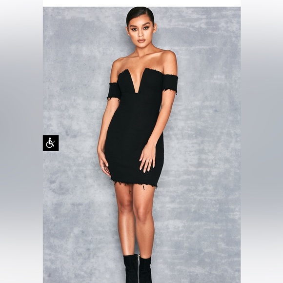 Dresses & Skirts - Mistress Rocks Acclaim Black Bardot Dress with V Wire Small